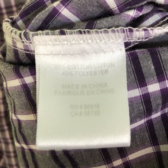 Sahara Club Men's Size Large Purple Plaid Long Sleeve Button Down Shirt Pockets - Picture 3 of 6